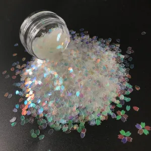 10 Grams/Pack Clear Sakura Petals Shape Glitter Sequins for Festival Rave Beauty Makeup Face Body Nail Craft Art Christmas Halloween Decoration (C Mixes)