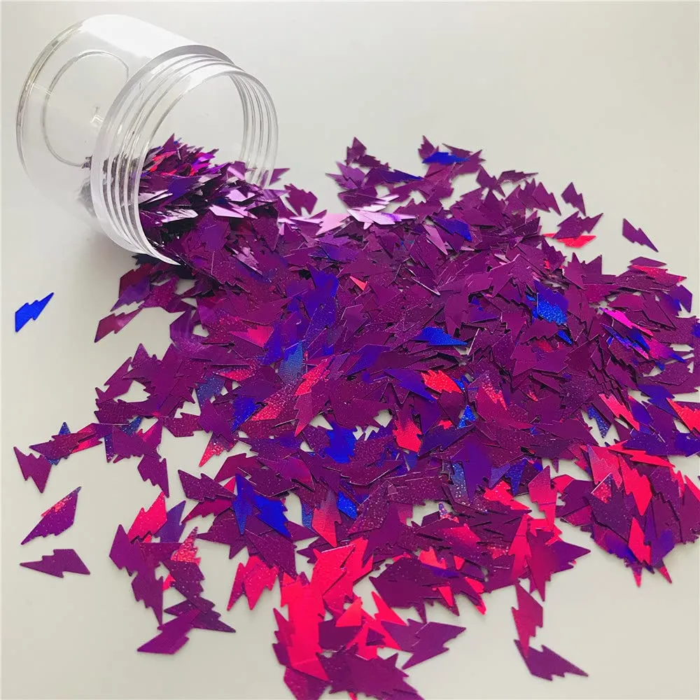 10 Grams/Pack - Lightning Shape Glitter Sequins - Festival Rave Beauty Makeup Face Body Nail Art Decoration LB800