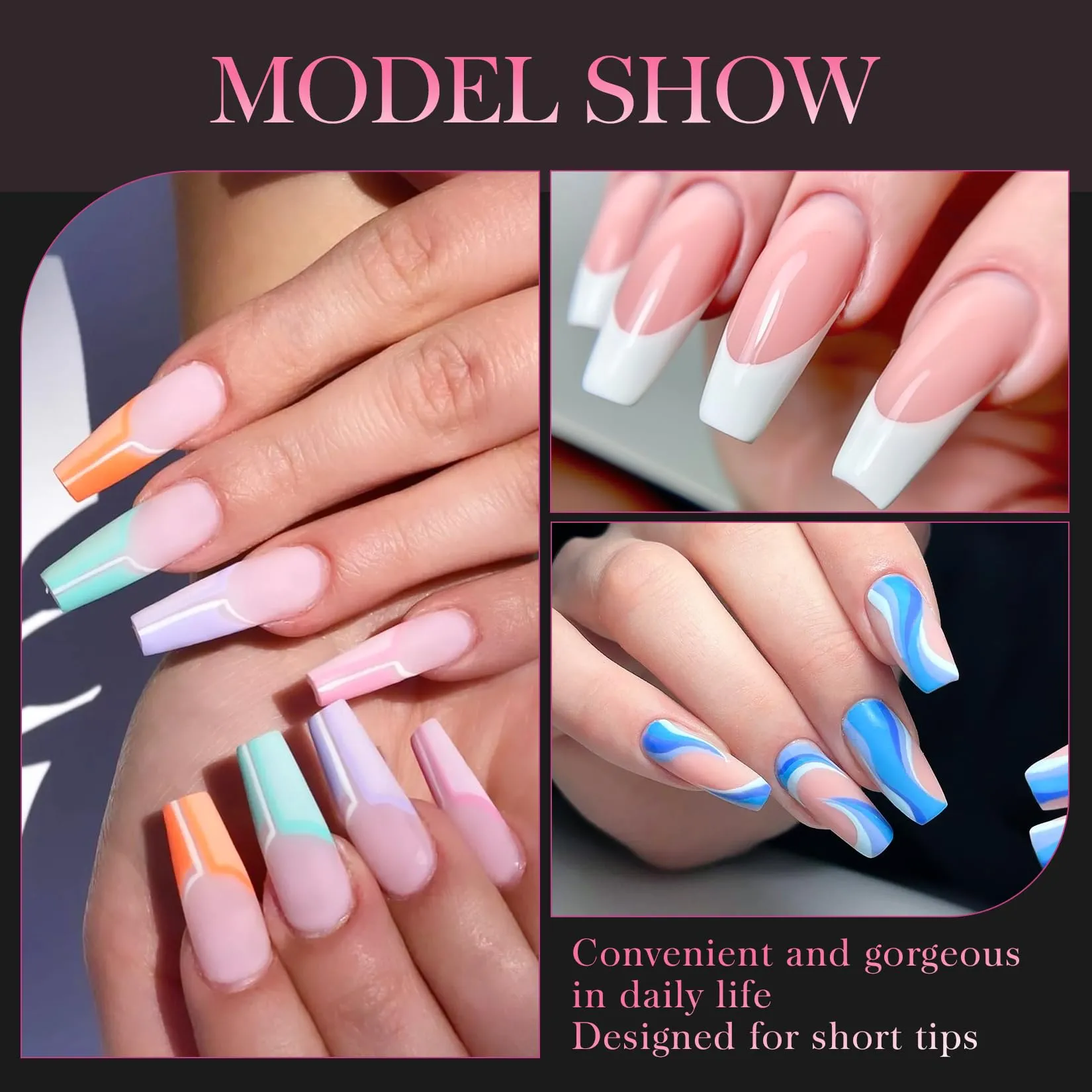 1000PCS Half Cover False Nails Tips, krofaue 10 Sizes Lady French Style Acrylic Artificial Tip Manicure with Box for Nail Tips Art Salons and Home DIY (Natural Clear)