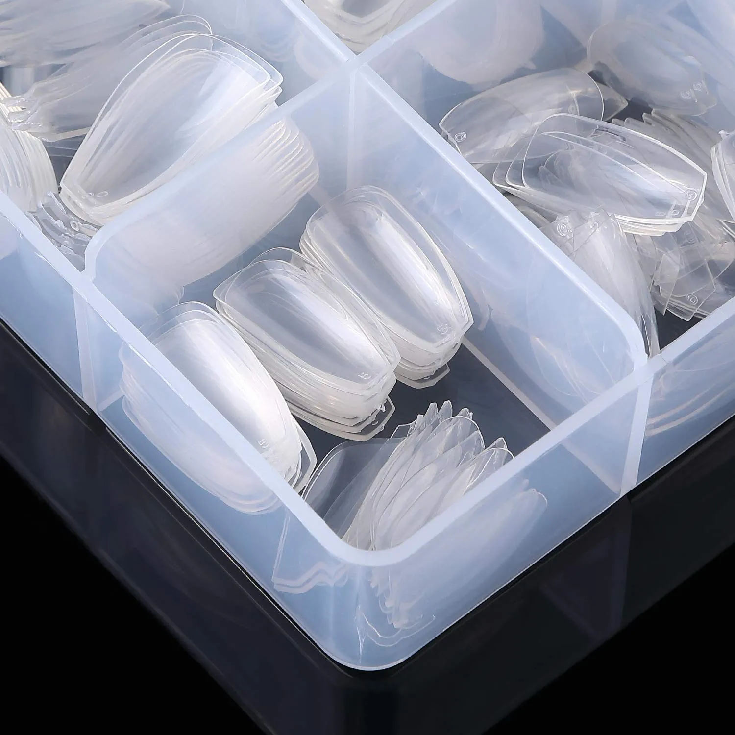 1000PCS Short Almond Nail Tips - Acrylic Nail Tips, ToouYoun 10 Sizes Soft Gel Full Cover Nail Tips with Box for Nail Tips Art Salons and Home DIY