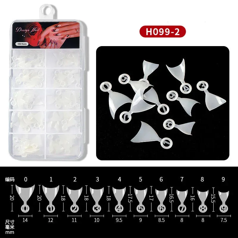 100pcs Short Stiletto Nail Tips Half Cover French Fake Nails Sharp
