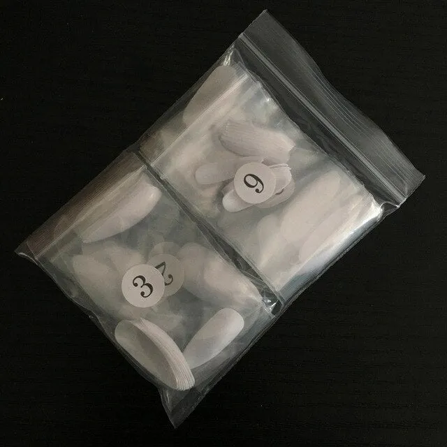 100PCS/PACK Professional False Nails Long Stiletto Nails White Clear Full Cover Acrylic Fingernails UV Gel Fake Nail Art Tips