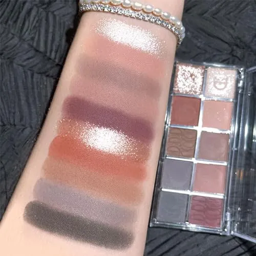 10Colors Gold Brown Gray Colorful Eyeshadow Palette Makeup,Natural Neutral Highly Pigmented Eye Shadow,Naturing-Looking Long Lasting
