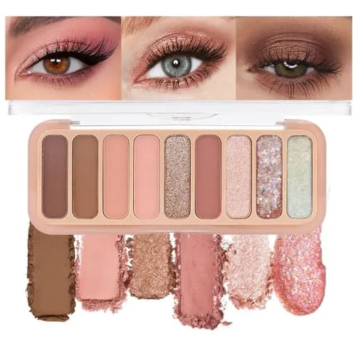 10Colors Pink Gold Brown Colorful Eyeshadow Palette Makeup,Natural Neutral Highly Pigmented Eye Shadow,Naturing-Looking Long Lasting Waterpr
