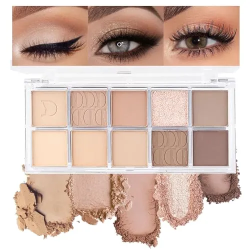10Colors Pink Gold Brown Colorful Eyeshadow Palette Makeup,Natural Neutral Highly Pigmented Eye Shadow,Naturing-Looking Long Lasting Waterpr