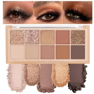 10Colors Rose Gold Brown Colorful Eyeshadow Palette Makeup,Natural Neutral Highly Pigmented Eye Shadow,Naturing-Looking Long Lasting Waterpr