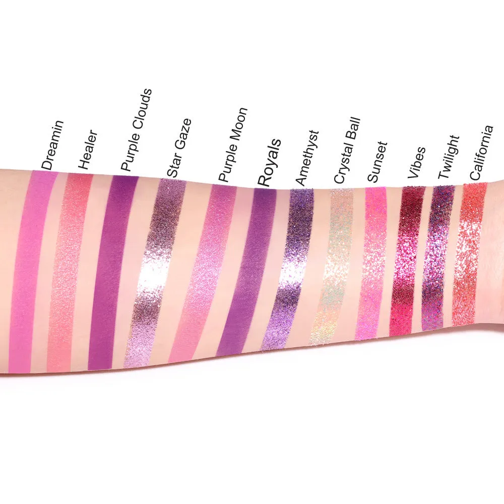 12 Colors Bright Glitter Eyeshadow Palette Natural High Pigmented Purple Pink Makeup Colorful Vibrant Make Up Pallets Kit (12 Colors Purple)