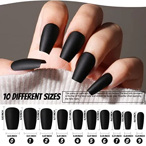 12 Packs 288PCS Acrylic Matte Square Fake Nails Full Cover Medium Length, Glue on Nail