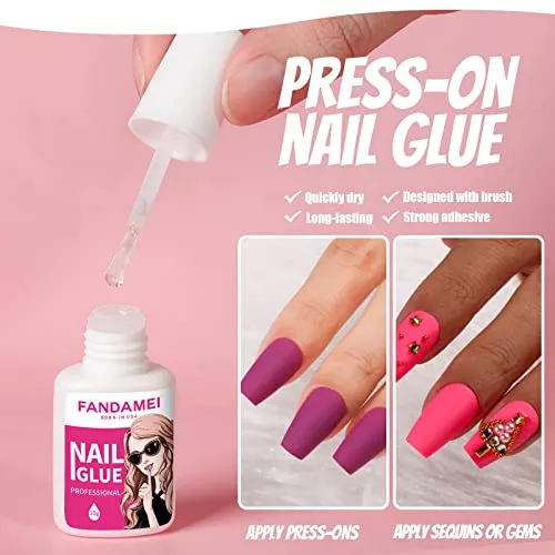 12 Packs 288PCS Acrylic Matte Square Fake Nails Full Cover Medium Length, Glue on Nail