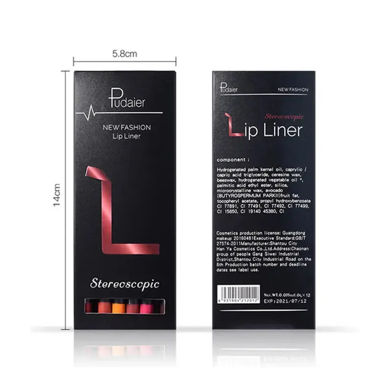 12 Shades Lip Liner Pencils