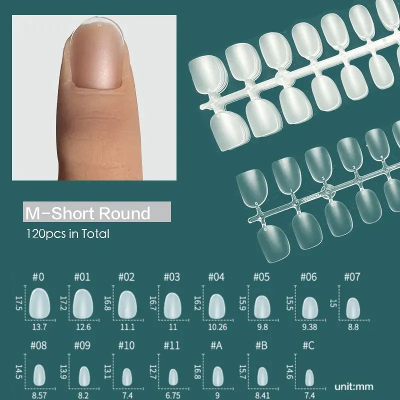 120pcs XXS Super Short Almond Full Cover Sculpted Soft Gel Nail Tips Press on Fake Nails Tailor-made for Short Small Nail Beds