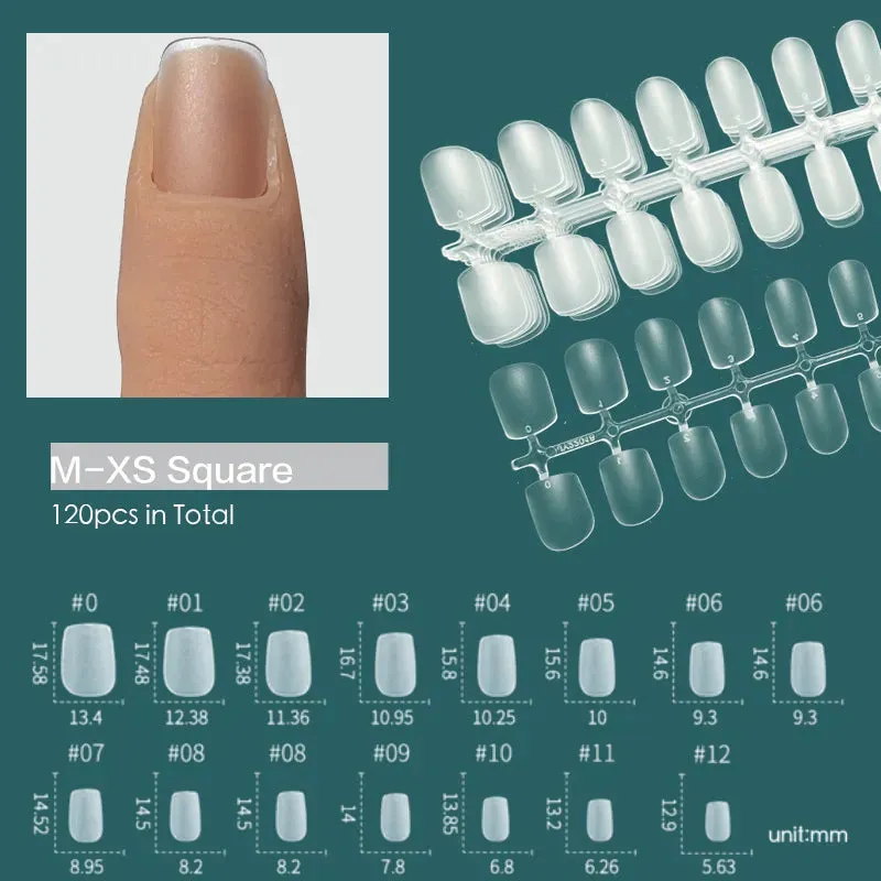 120pcs XXS Super Short Almond Full Cover Sculpted Soft Gel Nail Tips Press on Fake Nails Tailor-made for Short Small Nail Beds