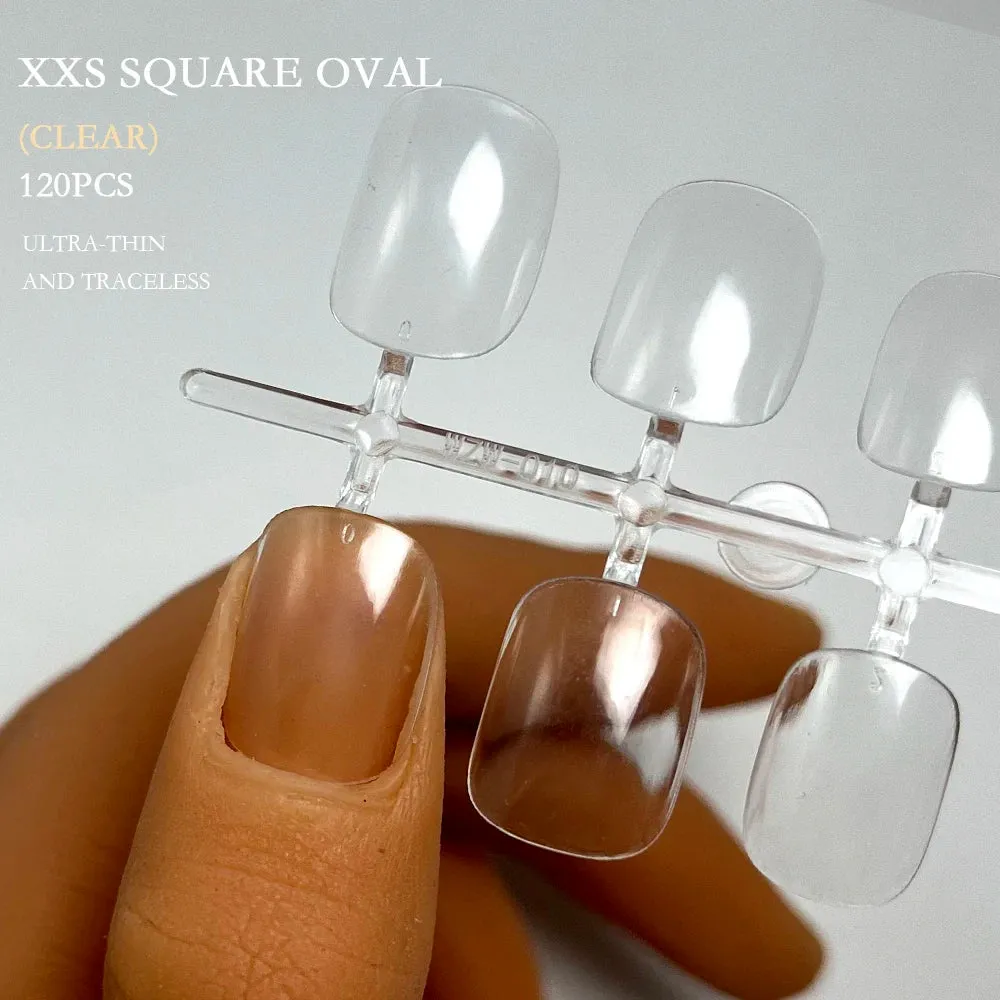 120pcs XXS Super Short Almond Full Cover Sculpted Soft Gel Nail Tips Press on Fake Nails Tailor-made for Short Small Nail Beds