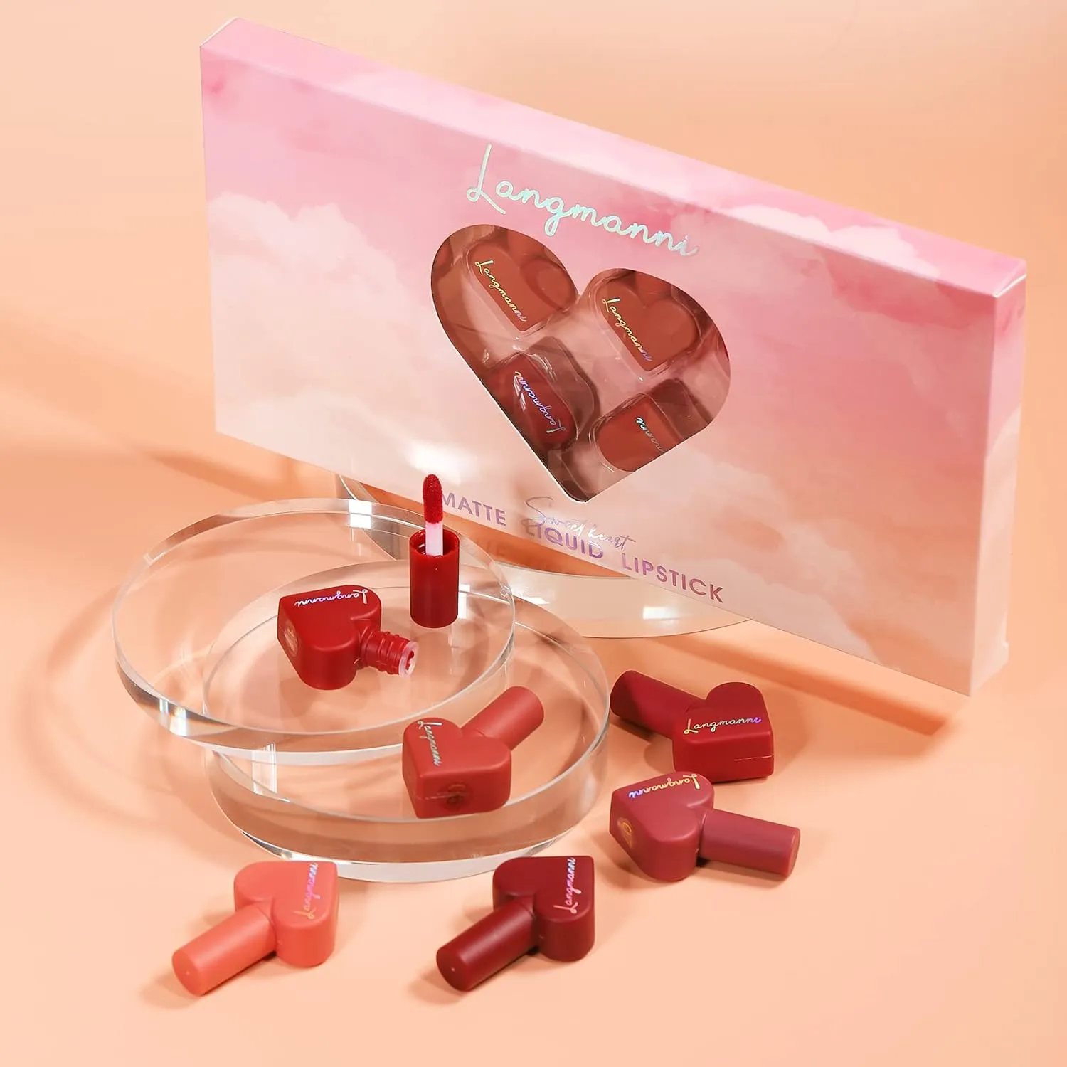 12pcs Heart Shape Matte Velvet Liquid Lipstick Fashion Easy To Color Lip Gloss Waterproof