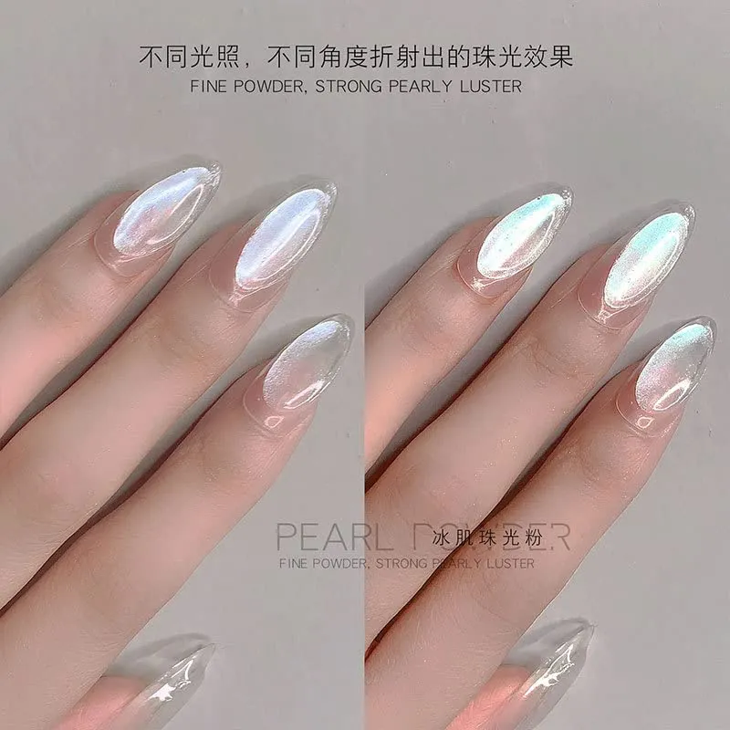 2 Same Boxes Pearl Powder,Ice Transparent Aurora Nail Powder,Neon Rainbow Holographic Chameleon Powder Chrome Iridescent Pigment Pearlescent High Gloss Nail Art Glitters