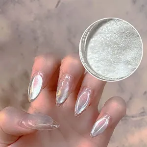 2 Same Boxes Pearl Powder,Ice Transparent Aurora Nail Powder,Neon Rainbow Holographic Chameleon Powder Chrome Iridescent Pigment Pearlescent High Gloss Nail Art Glitters