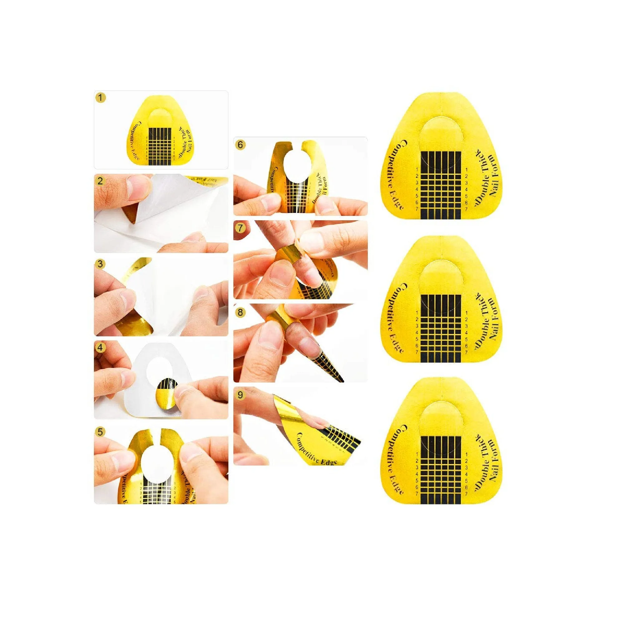 200 Pieces Acrylic Nail Forms | Gold Horseshoe Nail Extension Forms | Nail Art Supplies