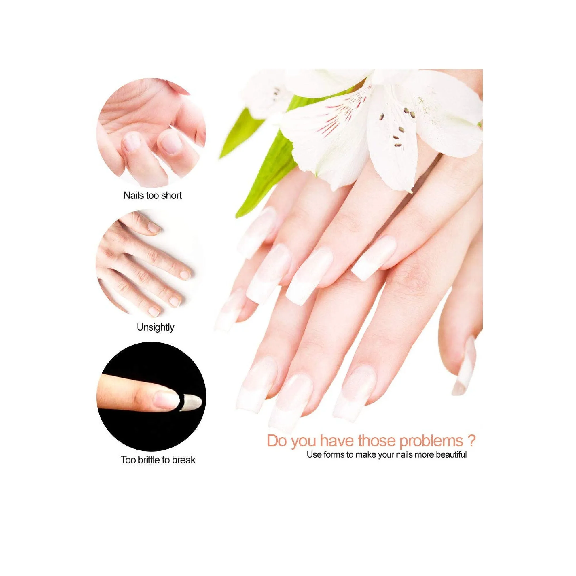 200 Pieces Acrylic Nail Forms | Gold Horseshoe Nail Extension Forms | Nail Art Supplies