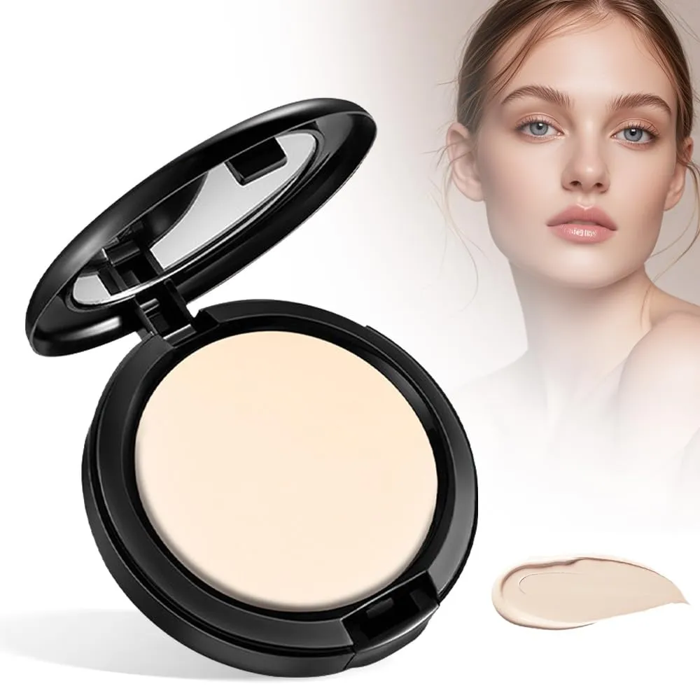 2025 New Face Setting Powder, Portable Makeup Powder Compact Control Shine Complexion Long-Lasting Matte Finish, Natural (White, 0.42 Ounce (Pack of 1))