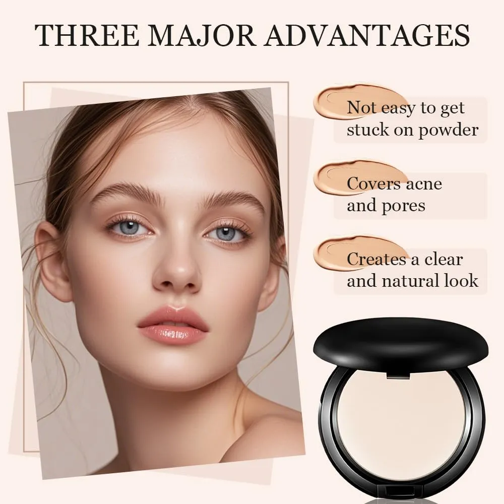 2025 New Face Setting Powder, Portable Makeup Powder Compact Control Shine Complexion Long-Lasting Matte Finish, Natural (White, 0.42 Ounce (Pack of 1))