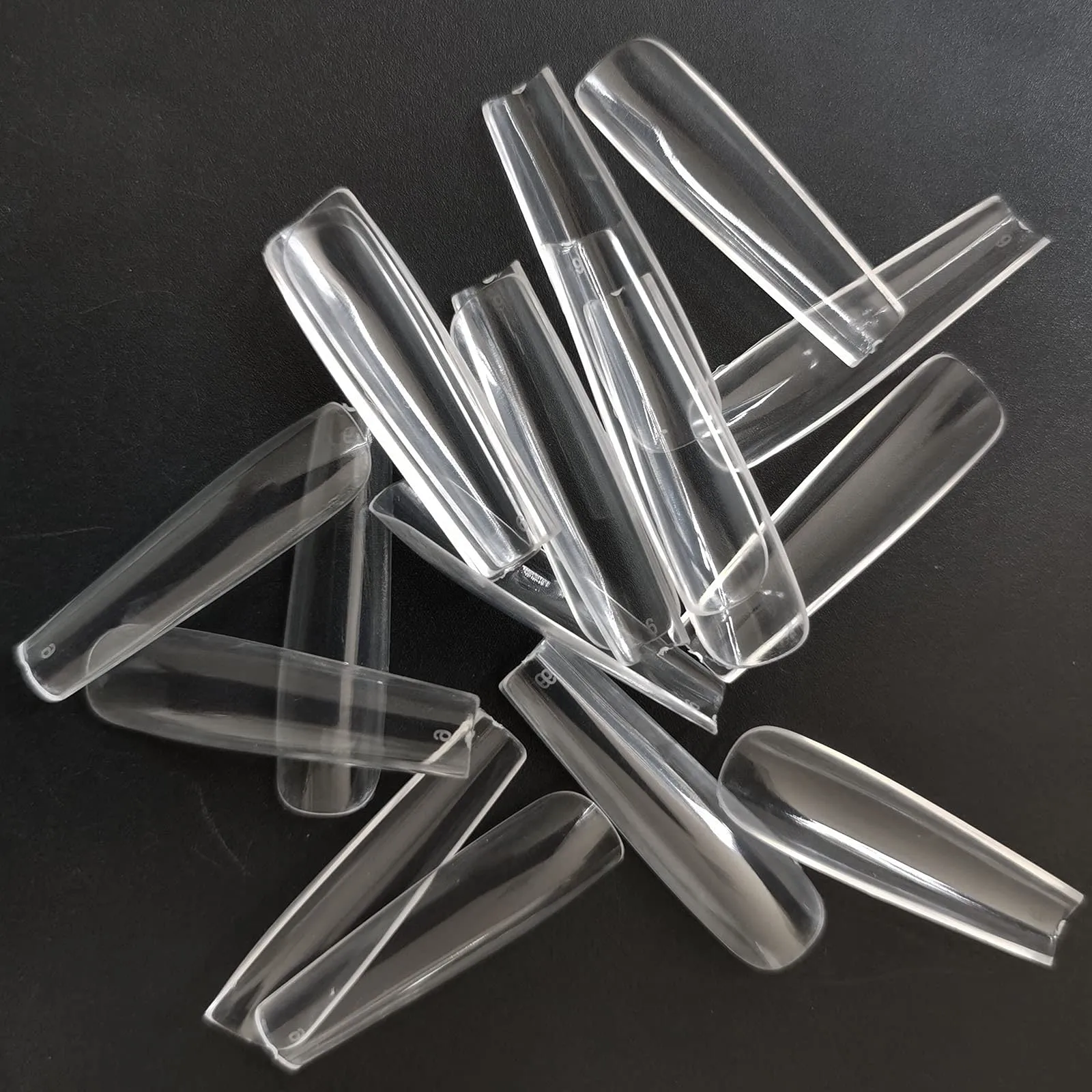 240pc XL Clear Square Acrylic Nail Art Tips Full Cover Extra Long Square Curve Fake Nails 10 Size with Case for Gel Nail Extension Fingernails Designs (XL Square)