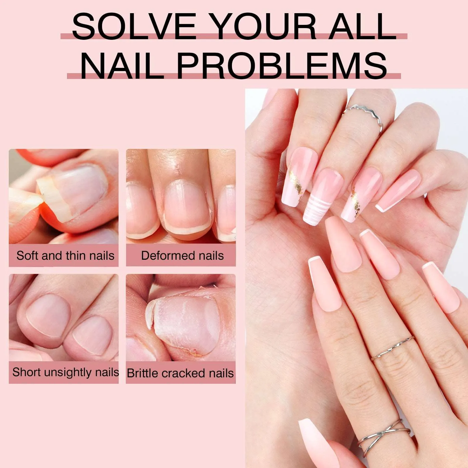 240PCS Long Coffin Full Cover False Nails Tips Kit