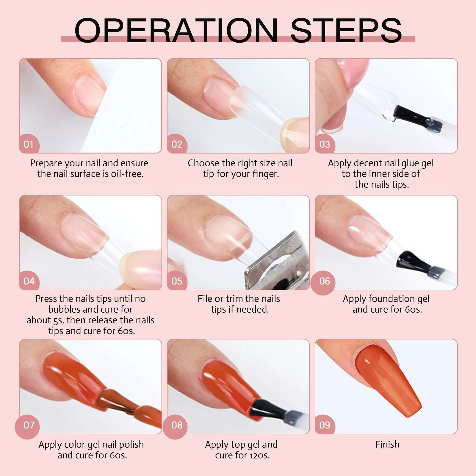 240PCS Long Coffin Full Cover False Nails Tips Kit