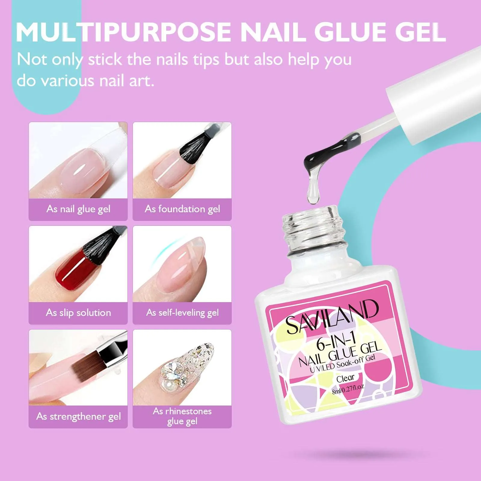 240PCS Medium Almond Clea False Nails Tips Kit