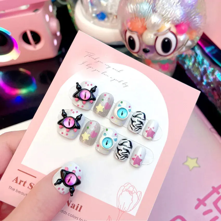 24pcs Handmade Glossy Coffin Press On Nails - Pink French Style False Nails with 3D Bow Rhinestone and Flower Design by Lady Glams