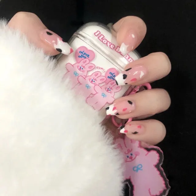24Pcs Long Coffin False Nails Red Wine colour Artificial Ballerina Fake Nails With Glue Full Cover Nail Tips Press On Nails
