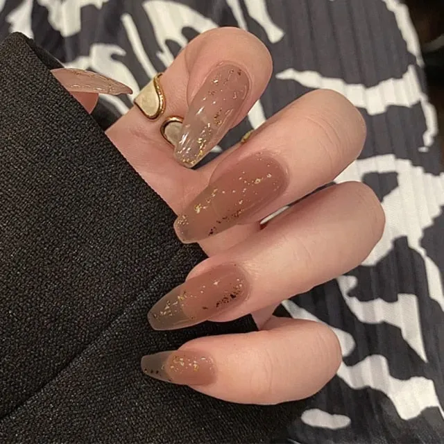 24Pcs Long Coffin False Nails Red Wine colour Artificial Ballerina Fake Nails With Glue Full Cover Nail Tips Press On Nails