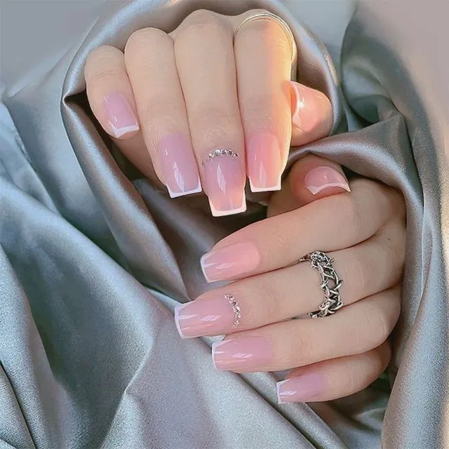 24Pcs Long Coffin False Nails Red Wine colour Artificial Ballerina Fake Nails With Glue Full Cover Nail Tips Press On Nails