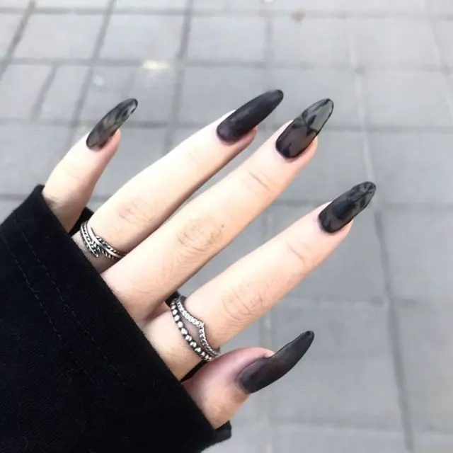 24Pcs Long Coffin False Nails Red Wine colour Artificial Ballerina Fake Nails With Glue Full Cover Nail Tips Press On Nails