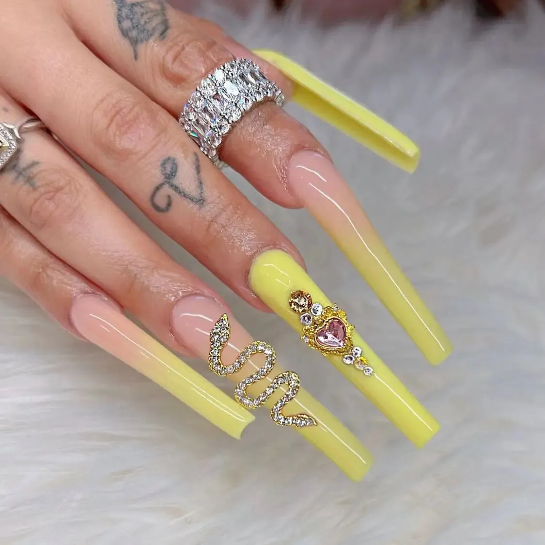 24Pcs Long Coffin False Nails with Glue | Wearable Brown Fake Nails with Rhinestones | Ballet Press on Nails Full Cover Nail Tips | Lady Glams