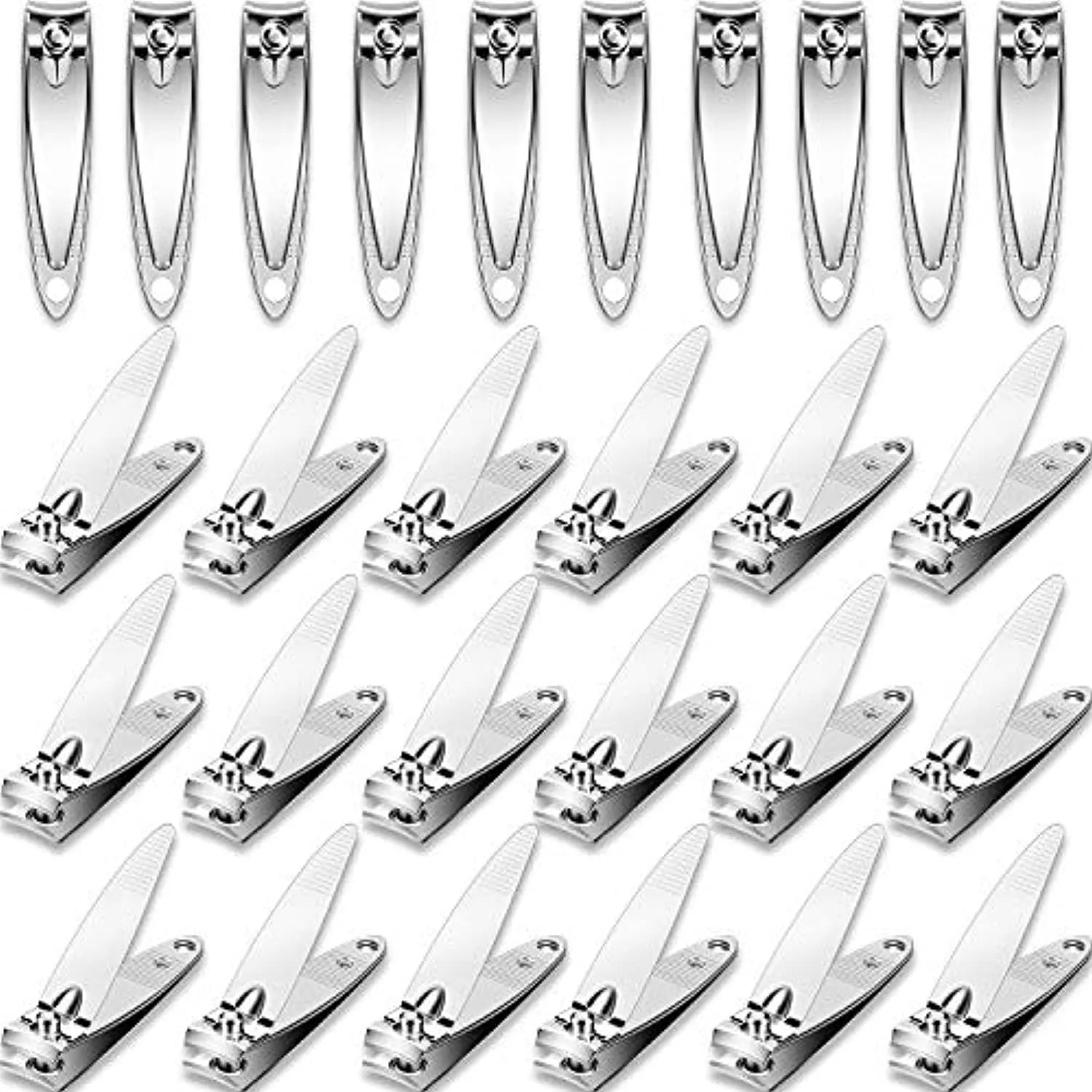 28 Pieces Thick Stainless Steel Nail Clippers Nail Cutter Set Fingernail and Toenail Clipper Portable Sturdy Nail Clippers for Men and Women