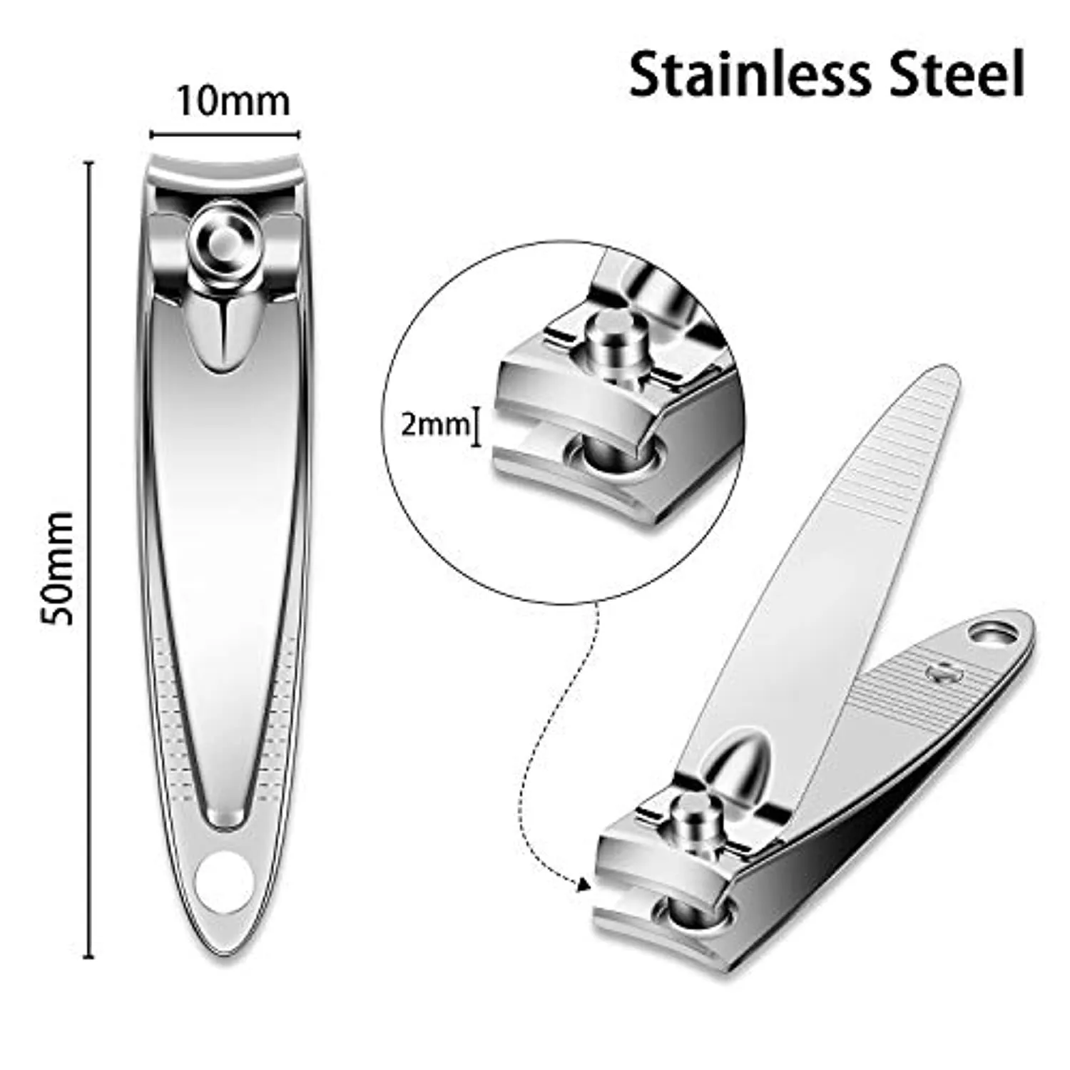 28 Pieces Thick Stainless Steel Nail Clippers Nail Cutter Set Fingernail and Toenail Clipper Portable Sturdy Nail Clippers for Men and Women