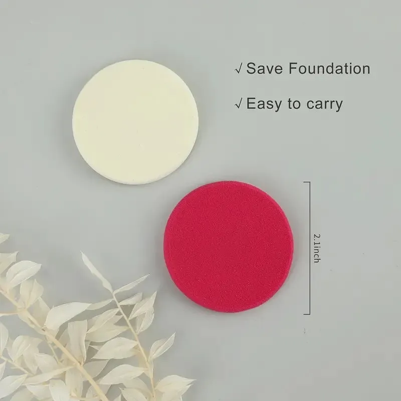 2pcs Round Makeup Sponges | Beauty Face Primer Compact Powder Puff | Blender Sponge Replacement For Cosmetic Flawless Foundation