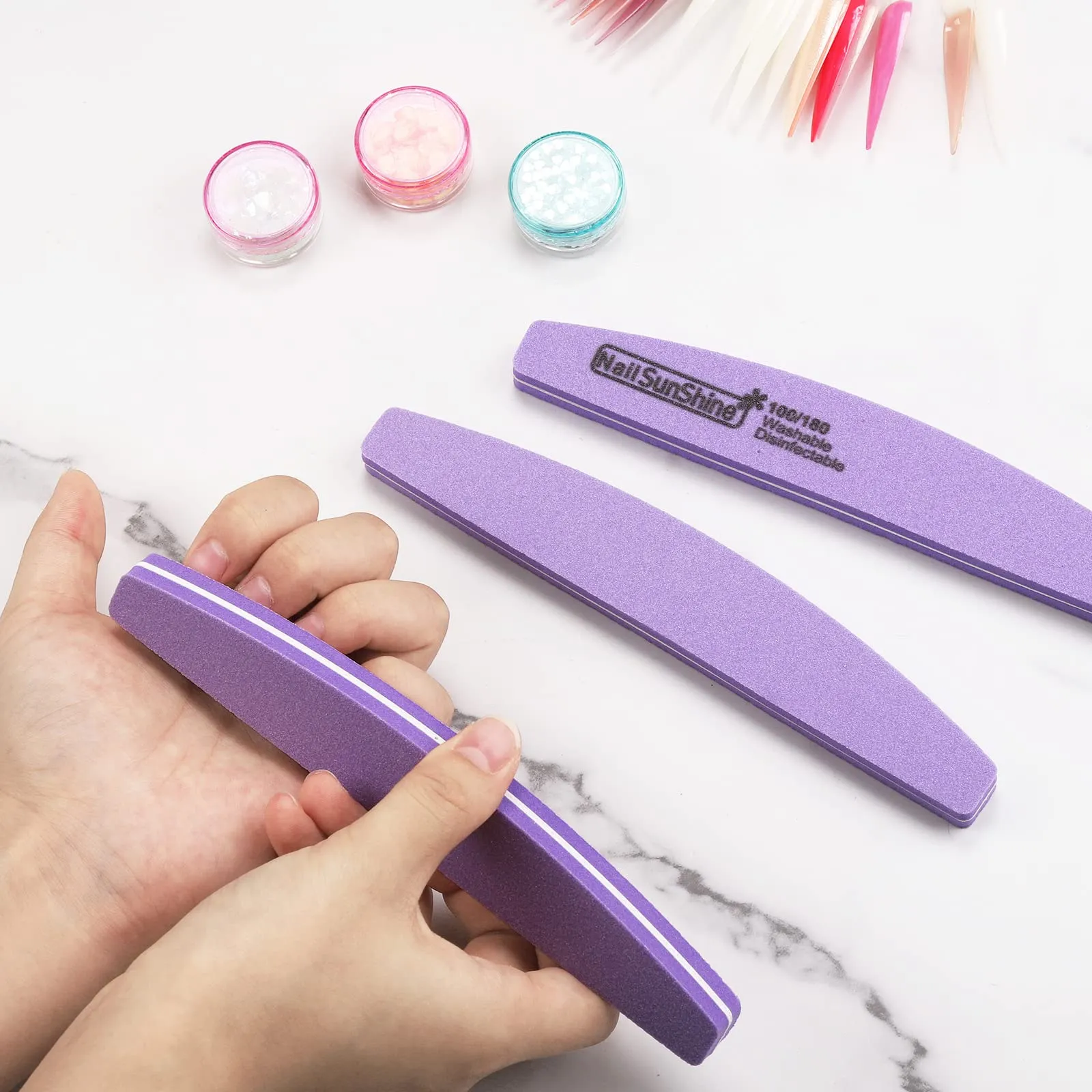 35 Count Nail Files and Buffers 100/180 Grit, Professional Sponge Nail File Manicure Tools for Natural Nails and Acrylic Nails