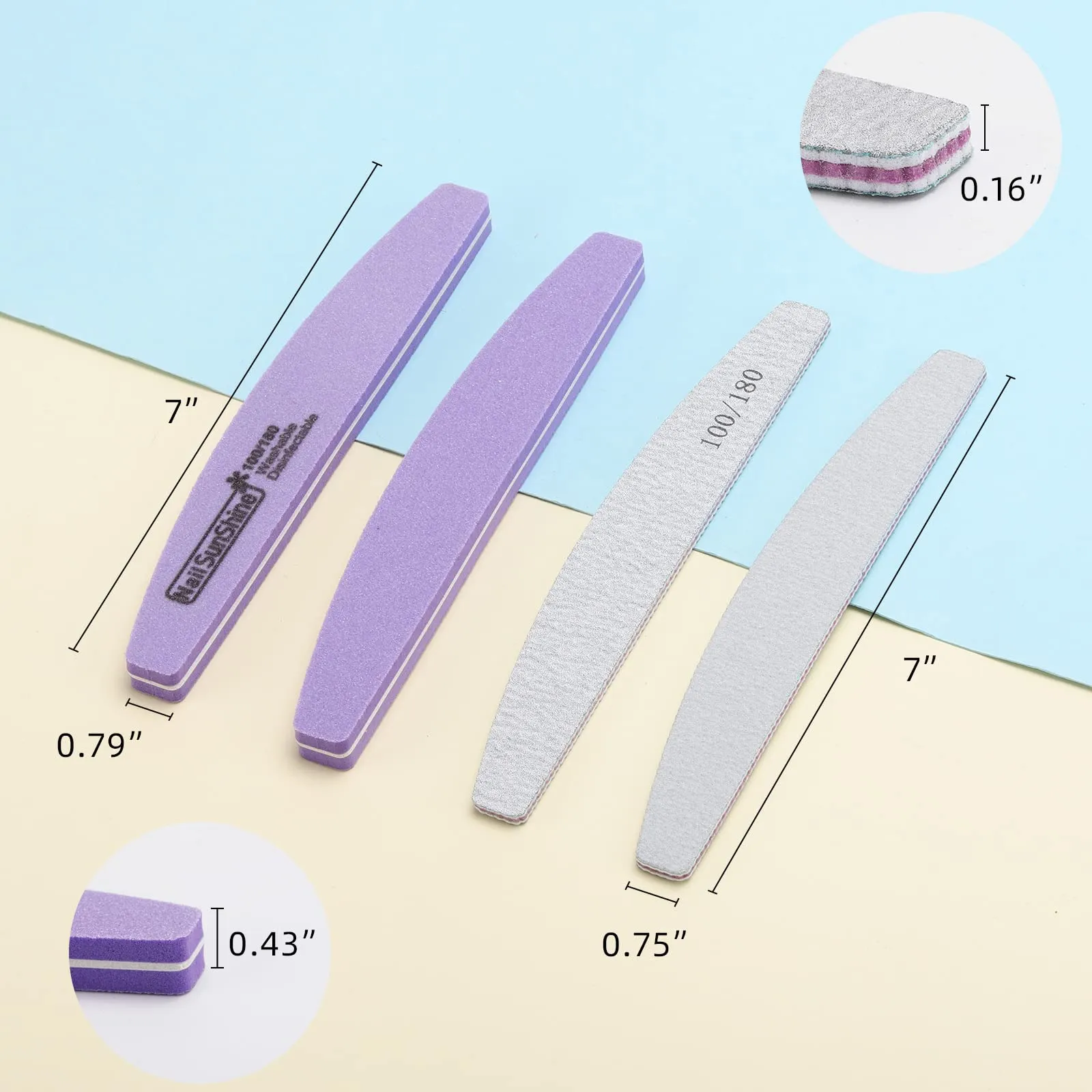 35 Count Nail Files and Buffers 100/180 Grit, Professional Sponge Nail File Manicure Tools for Natural Nails and Acrylic Nails