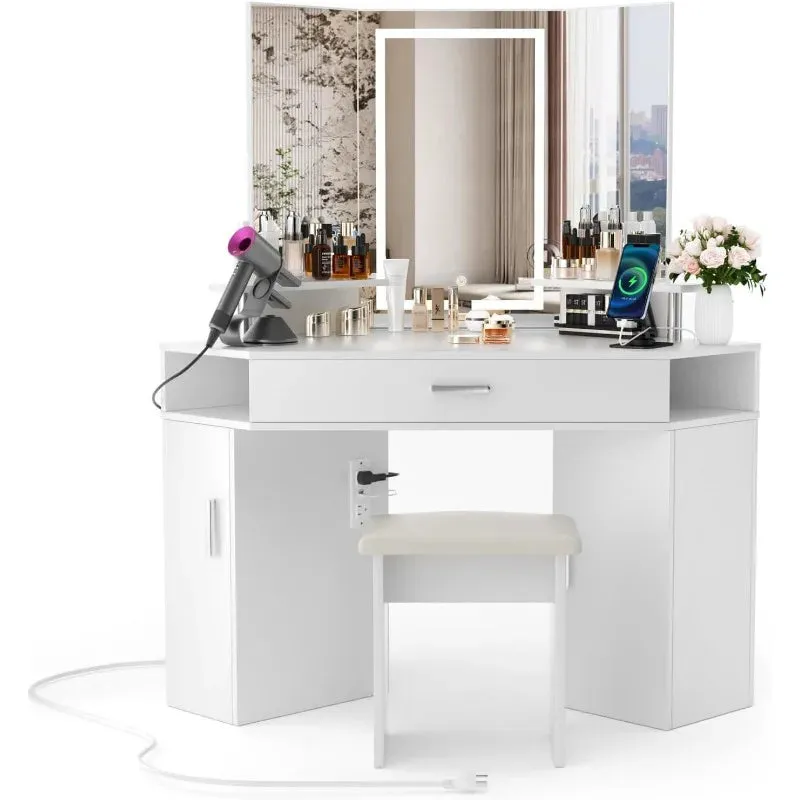 47" L Vanity with Lighted Mirror - Makeup Vanity Desk