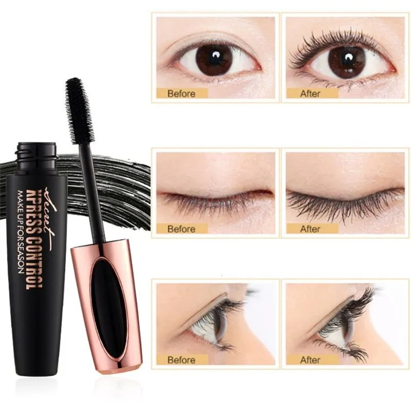 4D Silk fiber Eye Lashe Makeup Waterproof Silicone Brush Head Mascara