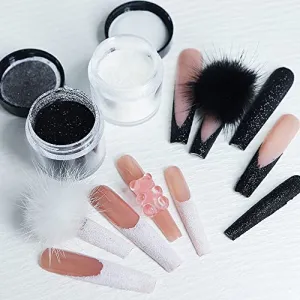 4Jars Pearl Shiny Silver Nail Glitter Powder White Color Chrome Glitter Pigment Dust Iridescent Nail Gel Polishes Decoration Diamond Aurora Glitter Mermaid Chrome (black white nail sugar glitter)