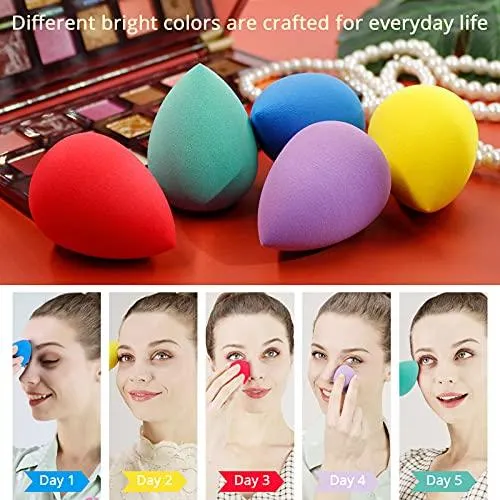 5 Pcs Makeup Sponge Set, Foundation Blending Beauty Sponge, Flawless for Liquid