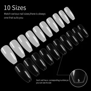 50 pcs Long Coffin Stiletto French Fake Nails S4285811