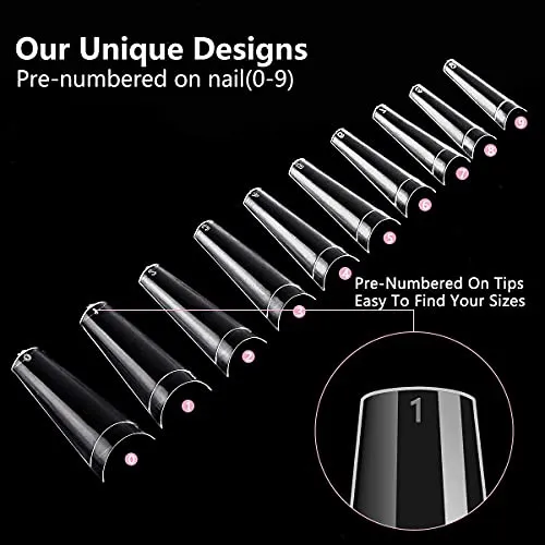500PCS Clear Coffin Nails Tips - Short Nails Tips for Acrylic Nails Professional, Half Cover Fake Nails,10 Size Ballerina Nail Tips False Nails French Nail Tips
