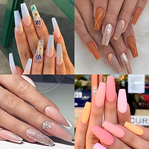 500PCS Clear Coffin Nails Tips - Short Nails Tips for Acrylic Nails Professional, Half Cover Fake Nails,10 Size Ballerina Nail Tips False Nails French Nail Tips