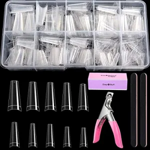 500PCS Clear Coffin Nails Tips - Short Nails Tips for Acrylic Nails Professional, Half Cover Fake Nails,10 Size Ballerina Nail Tips False Nails French Nail Tips