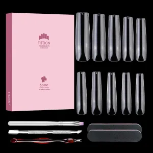 500pcs Extra Long Square Nail Tips, FITDON XXL Long Square Press on Nails Clear Full Cover Acrylic False Nail for Nail Salons and DIY Nail Art