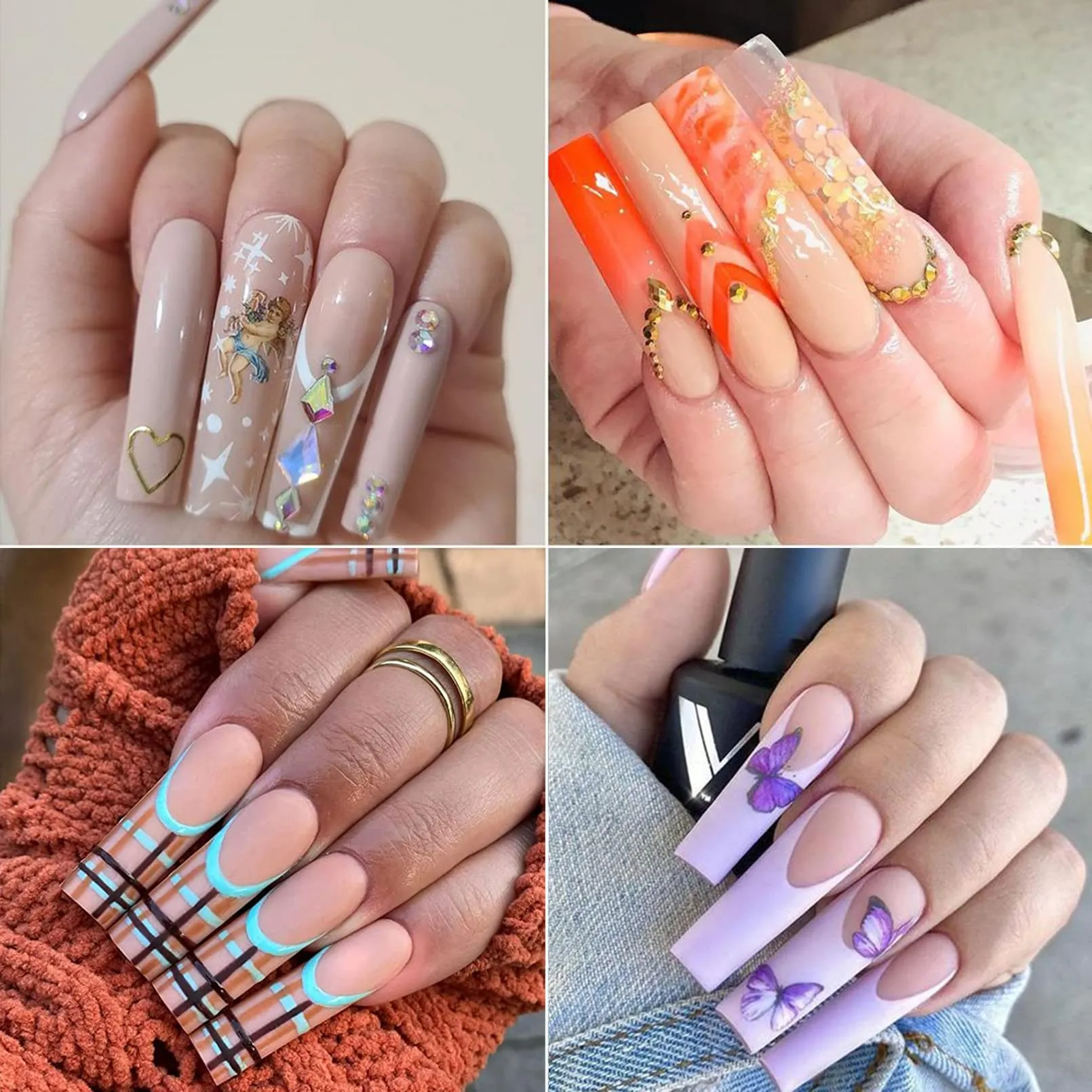 500pcs Extra Long Square Nail Tips, FITDON XXL Long Square Press on Nails Clear Full Cover Acrylic False Nail for Nail Salons and DIY Nail Art