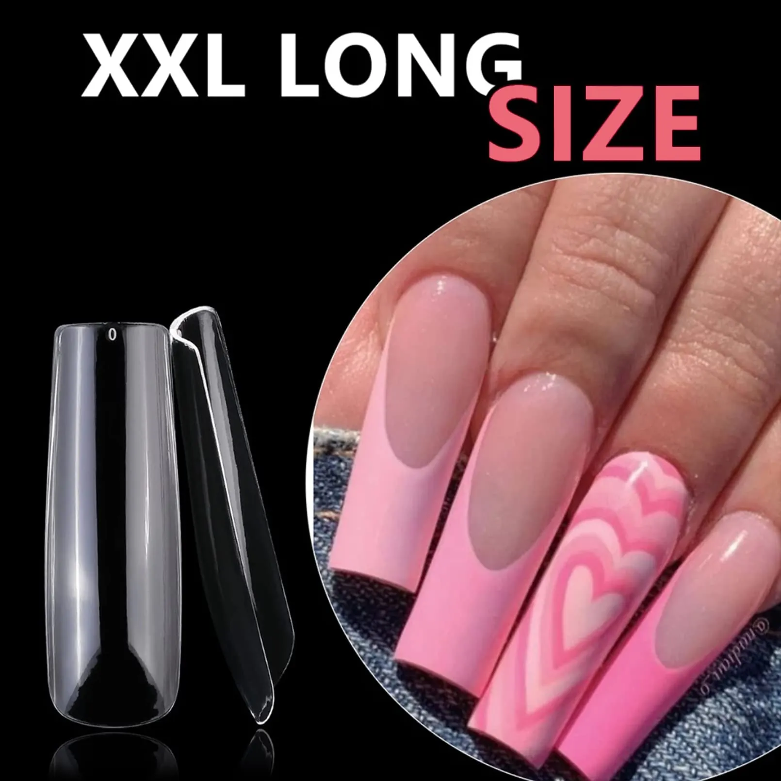 500pcs Extra Long Square Nail Tips, FITDON XXL Long Square Press on Nails Clear Full Cover Acrylic False Nail for Nail Salons and DIY Nail Art